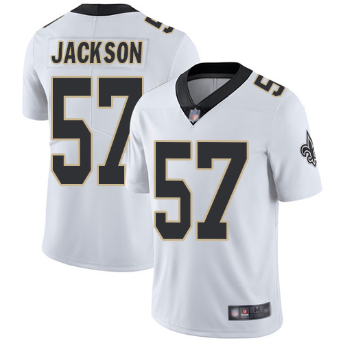 Men New Orleans Saints Limited White Rickey Jackson Road Jersey NFL Football #57 Vapor Untouchable Jersey->nfl t-shirts->Sports Accessory